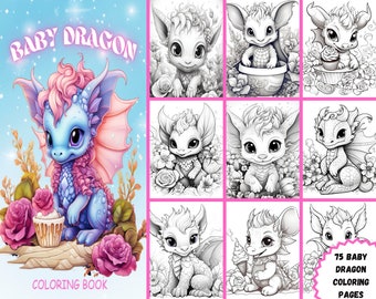 Baby dragon coloring book, digital download