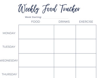 Weekly Food Tracker Printable_pink - Etsy