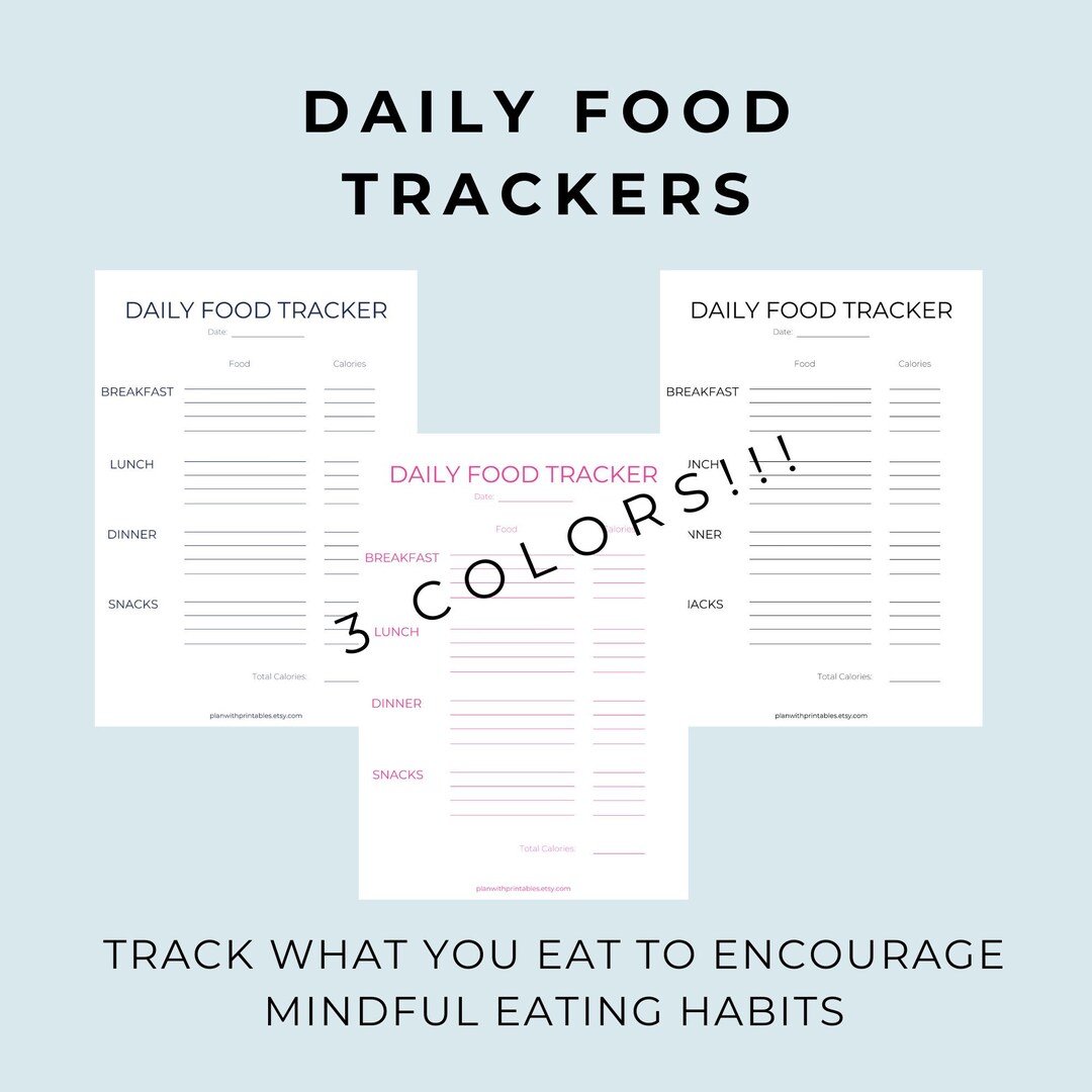 Daily Food Tracker Printable, Daily Food Diary, Daily Food Journal - Etsy