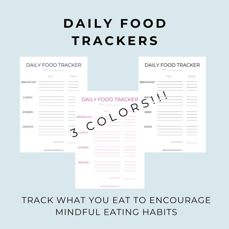 Daily Food Tracker Printable, Daily Food Diary, Daily Food Journal - Etsy