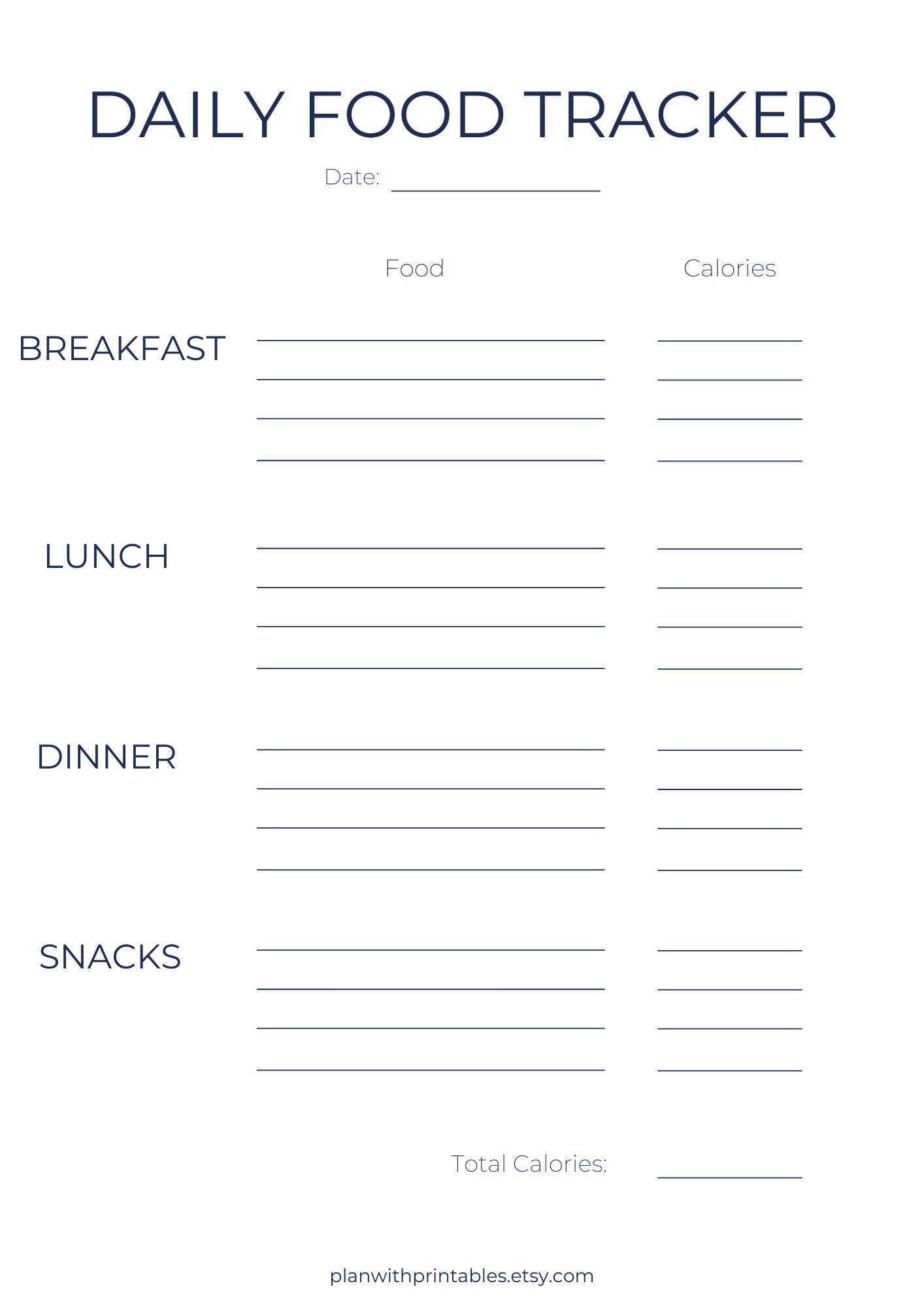 Daily Food Tracker Printable, Daily Food Diary, Daily Food Journal - Etsy