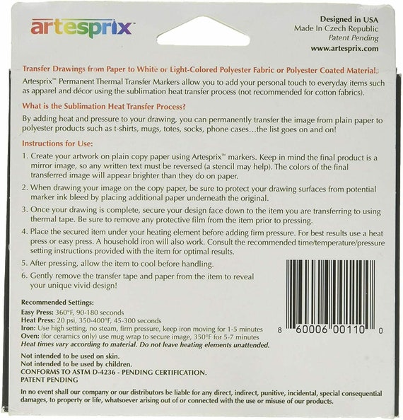 Sublimation Markers Artesprix Permanent Thermal Transfer Etsy Uk