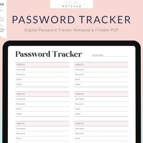Digital Password Tracker for Goodnotes Password Log Planner - Etsy