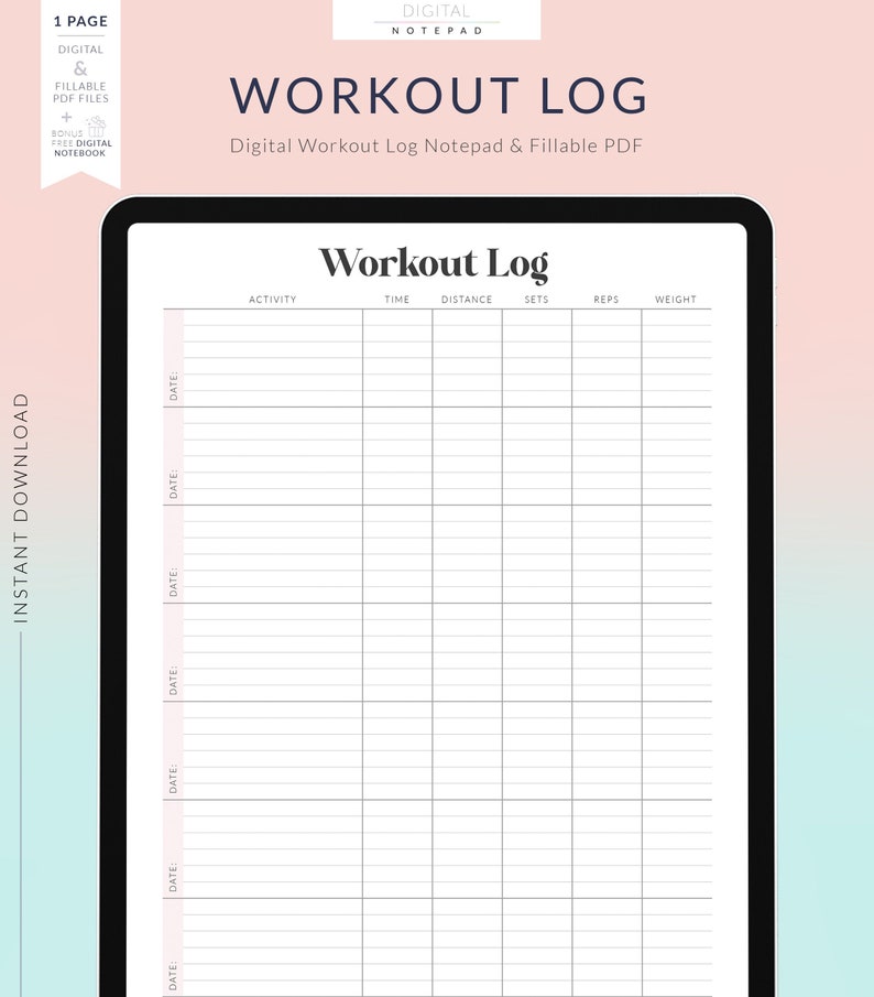 Digital Workout Log for Goodnotes Weekly Workout Template Etsy Digital Workout Log for Goodnotes Weekly Workout Template Etsy