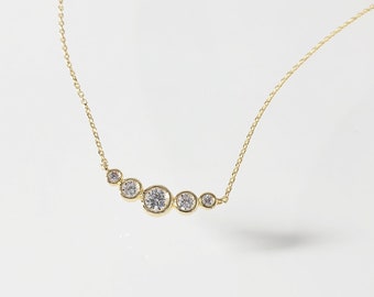 Cubic Necklace \u2022 Stylish Sparkling Zirconia Curved Bar Necklace \u2022 Handmade \u2022 Dainty Necklace \u2022 Bridesmaid Love Gift Birthday Graduation