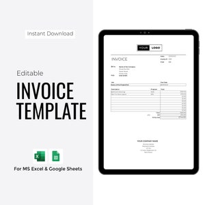 Editable Invoice Template |  Digital Download for MS Excel & Google Sheets | Custom  Invoice | Small Business Tools