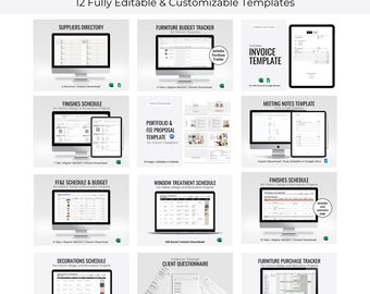 Interior Design Business Templates Bundle: Editable Small Business Tools (Digital Download)