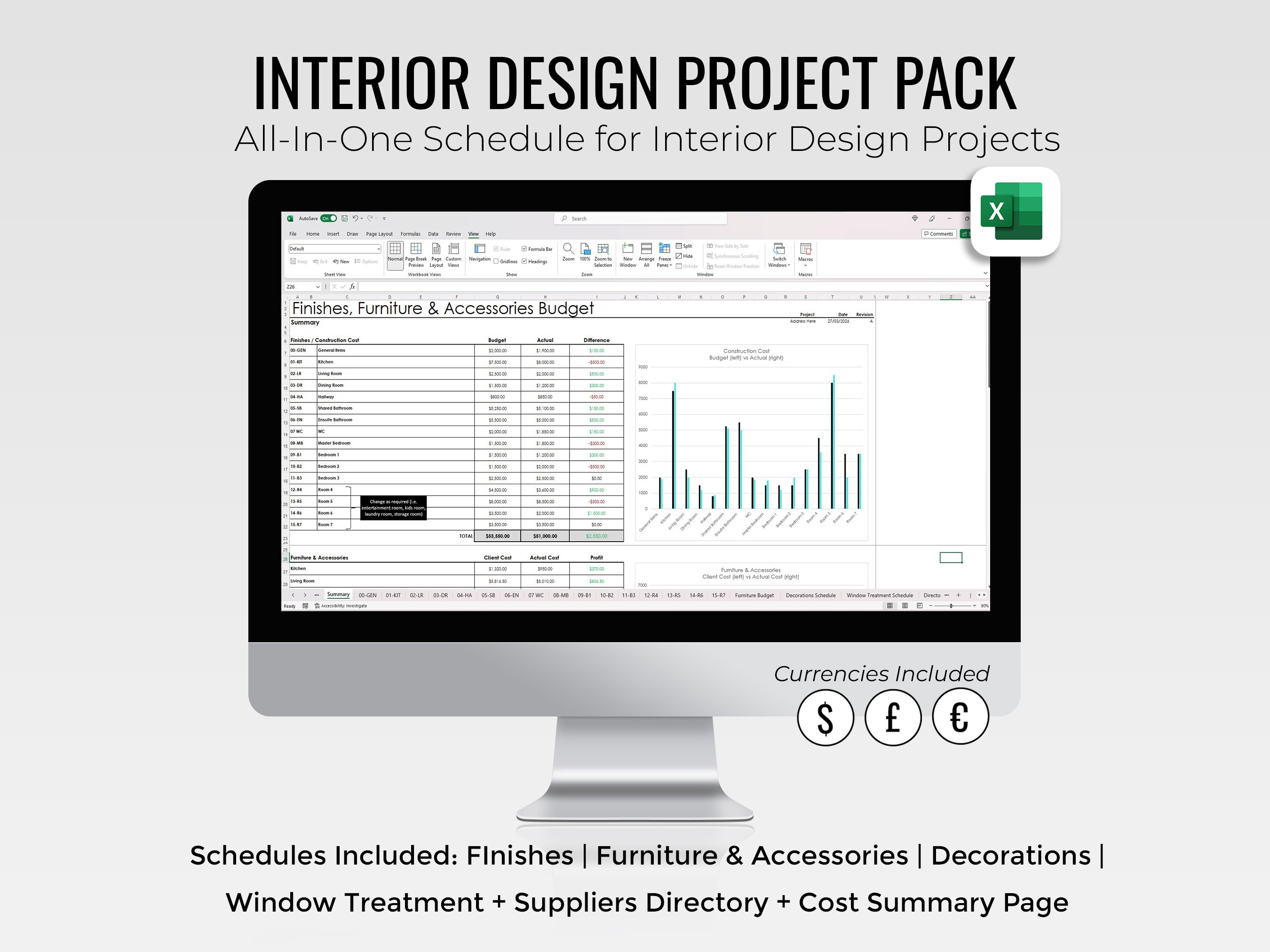 Interior Design Project Pack | All-in-one Template: Finishes ...