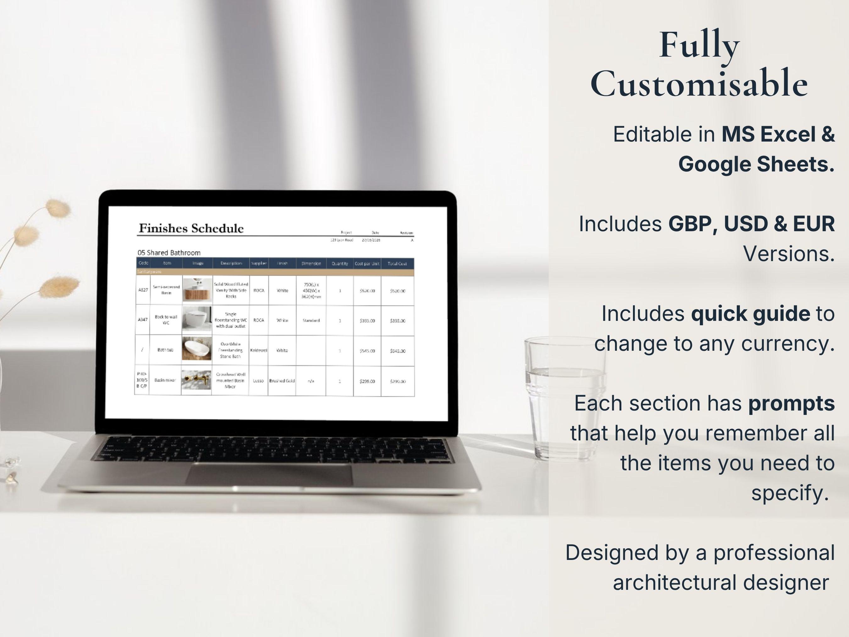 Finishes Schedule Template | Interior Design and Renovation Planner ...