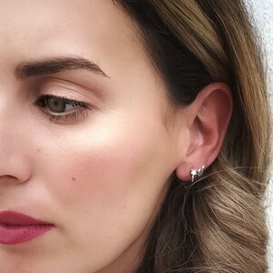 front back earrings Hoop earrings, helix hoop earrings. Geometric shape earring. Piercing .Minimalist earring. sterling silver. gold
