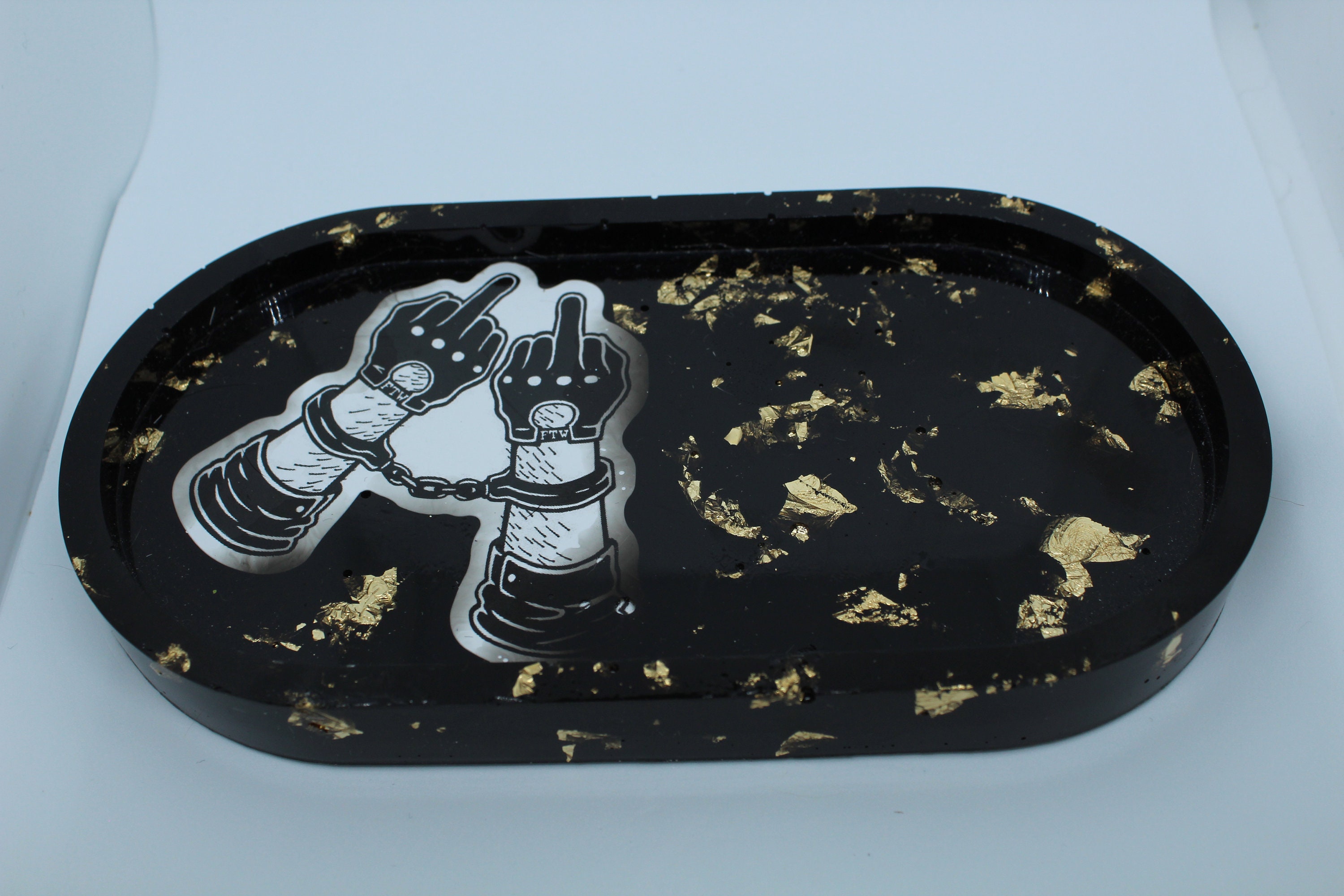 Small Black and Gold Resin Rolling Tray Etsy