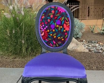 Boho Eclectic Colorful Embroidered Dining Chair set of six