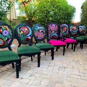 Colorful Boho Eclectic 8 Dining Chair set