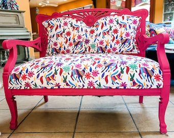 Settee - Boho Colorful Mexican Otomi