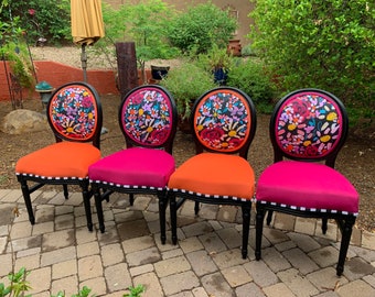 Boho Eclectic 4 Dining Chair set