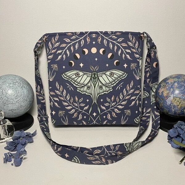 Blue Luna Moth Moon Phases Purse