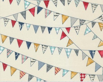 Cream Vintage Bunting fabric from Moda - Sold by the half yard and yard