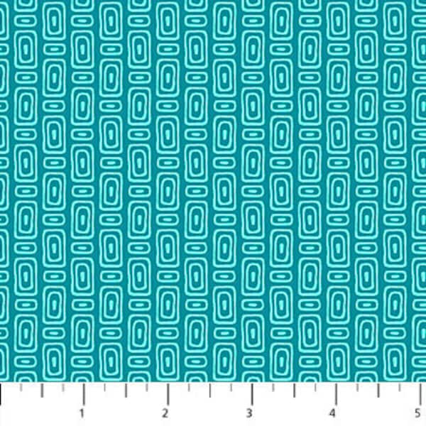 Teal Geometric fabric by Northcott (Enchanted Seas collection)- sold by the half yard and yard