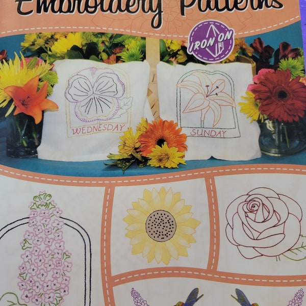 Embroidery Patterns - Fanciful Flowers PATTERN - by Aunt Martha's