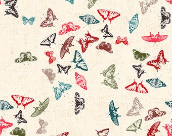 Butterflies on Beige fabric from Patrick Lose by Northcott (Sanctuary collection) - sold as a half yard and a full yard