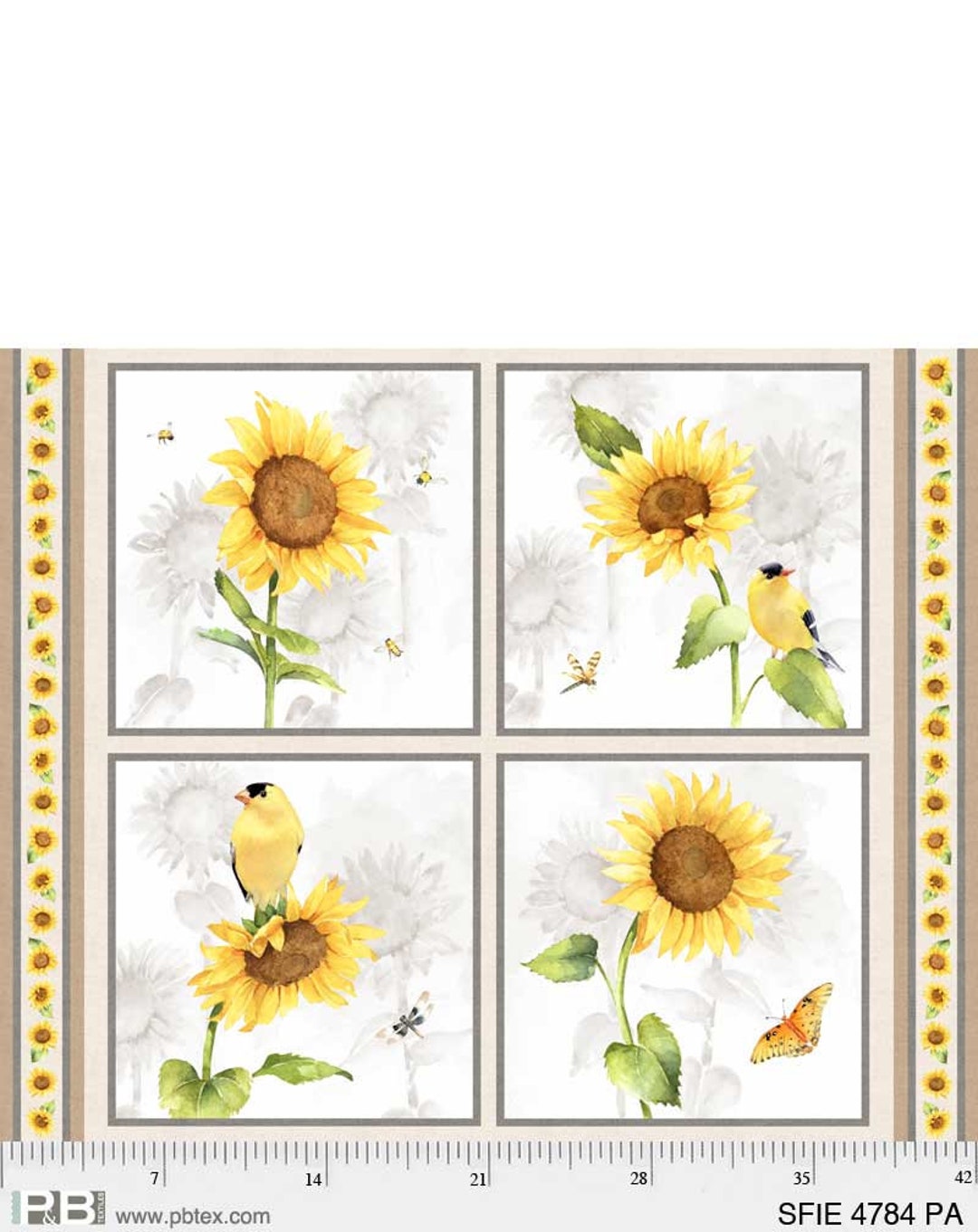 Sunflower Fabric Panel by P&B Textiles sunflower Field Etsy
