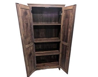 Rustic Shelf Storage Cabinet - Kitchen Pantry - Rustic Farmhouse Vibe