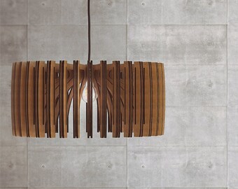 Wood Pendant Light | Mid Century Modern | Handmade Lamp , Ceiling Lamp , Chandelier Lighting, Industrial Lamp