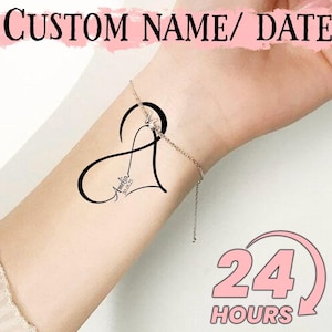 Benutzerdefiniertes Namenstattoo, personalisiertes Namenstattoo, Infinity-Namenstattoo, Liebesnamen-Tattoo, Benutzerdefinierter Name & Datum-Tattoo, Herz-Namenstattoo, PNG-Tattoo