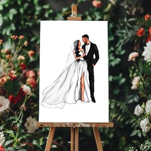 Custom Wedding Portrait, Personalized Digital Couple Illustration, Bride and Groom Drawing, Weddind decor, Wedding Gift,Custom Couple Art