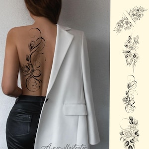 Unique design tattoo, Personalized tattoo design, Women tattoo, Family tattoo, Custom design PNG, Floral design tattoo, Tattoo with peonies