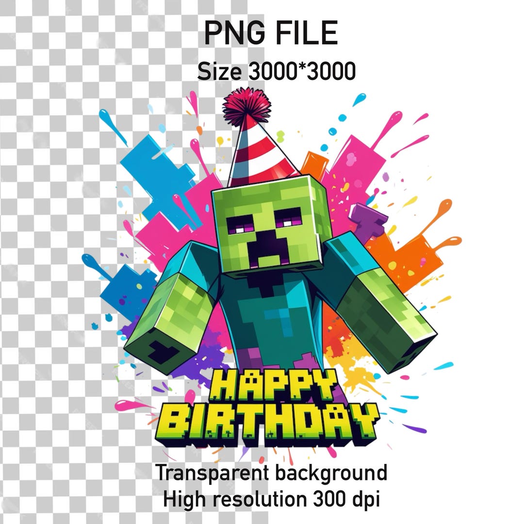 Minecraft Birthday Party Decoration, Gamer Birthday Sign, Pixel Art ...