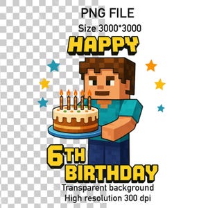 Diseño imprimible de cumpleaños de niño en estilo pixel art, diseño de cumpleaños de niño en estilo pixel art, descarga digital de cumpleaños de niño en estilo pixel art, arte inspirado en juegos de bloques