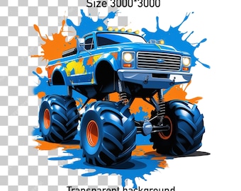 Monster Truck Png, Blue  Monster Truck Sublimation, Monster Truck Logo, Kids Party Monster Truck, Birthday Boy Truck,Monster Truck Clipart