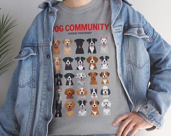 Dog Community Tee, Comfortable Pet Lover Shirt, Animal Adoption Awareness Top,Gift for Dog Lovers,Cute Canine Apparel,Cute Cartoon Dog Print