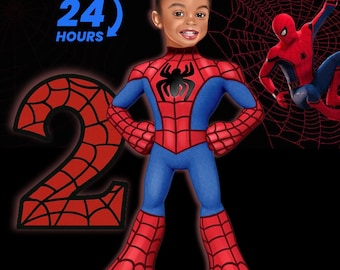 Spider-Man Birthday,SpiderMan kids party,Custom Child Portrait,Personalized Spider-Man portrait for Birthday,Spiderman birthday illustration