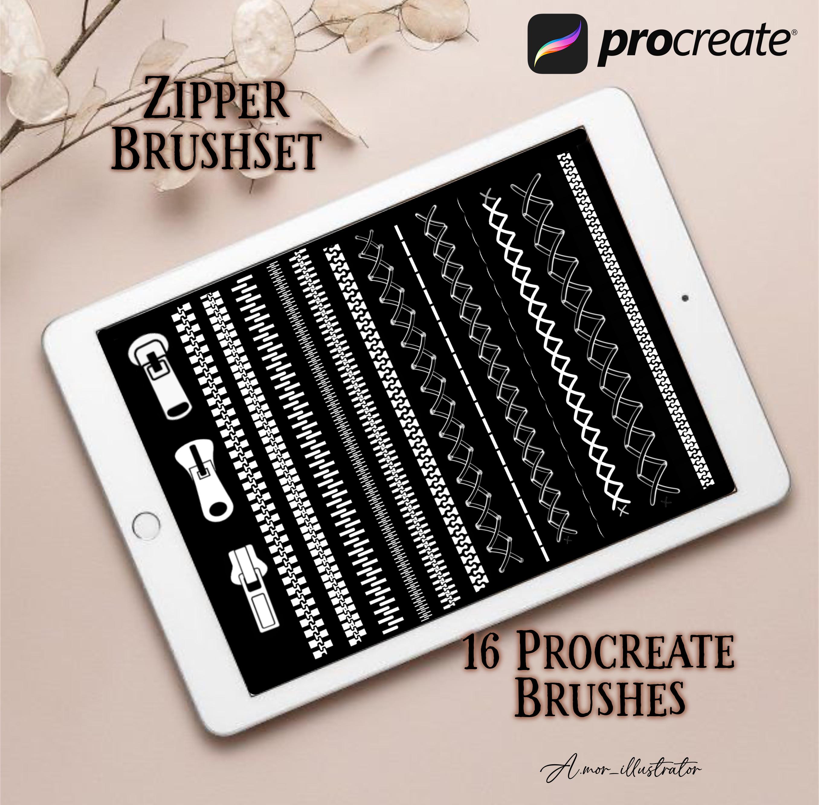 Zipper Brushes for Procreate – Sewing Stitches Brush Set for Textile & Fashion Design