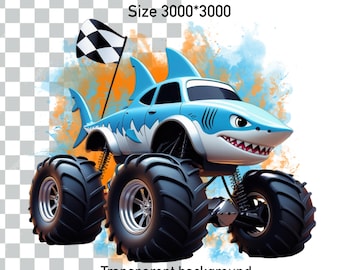 Megalodon Monster Truck, Monster Truck PNG, Automotive Art, Monster Truck Poster PDF, Monster Jam PNG, Monster Truck Logo png