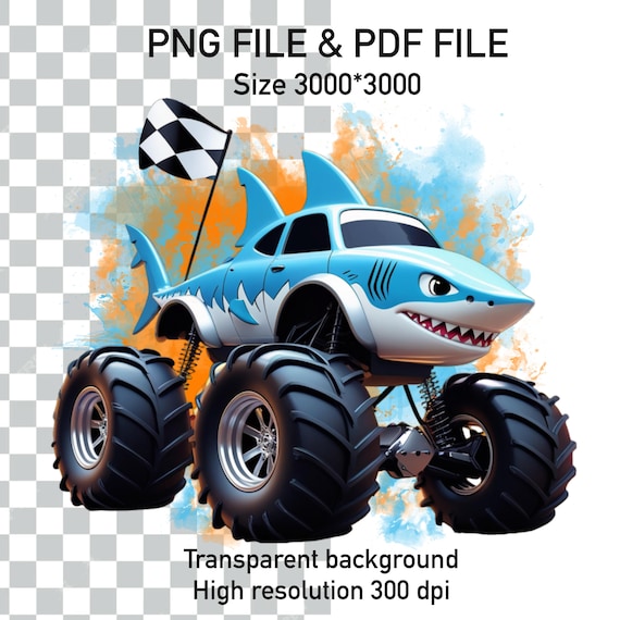 Megalodon Monster Truck, Monster Truck PNG, Automotive Art, Monster Truck Poster PDF, Monster Jam PNG, Monster Truck Logo png