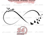 Custom name tattoo,Infinity tattoo,Personalized tattoo,Infinity & butterflies,Name tattoo, Delicate design tattoo,Small tattoo,Unique tattoo