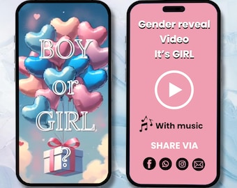 Pregnancy Announcement Video - Gender Reveal: It’s Girl! Digital MP4, 19 Seconds, Girl Gender Reveal, Baby Shower Reveal, Digital Download