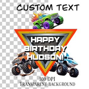Personalisierte Monster Truck Logo PNG - Benutzerdefinierte Geburtstag Clipart, Monster Truck Geburtstag, bearbeitbares Textdesign, Kinderzimmer Dekor, Monster Truck Zeichen