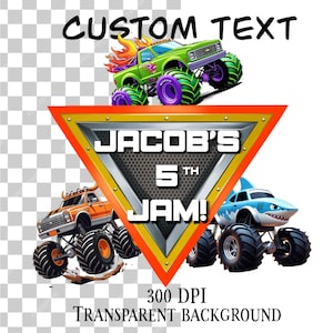 Logo Monster Truck personalizzato PNG - Clipart di compleanno personalizzato, compleanno Monster Truck, design di testo modificabile, decorazioni per la camera dei bambini, camion stampabile