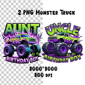 Monstertruck-Bundle,Monstertruck-Geburtstagskind,Kindergeburtstag PNG,Tante des Geburtstagskindes,Onkel des Geburtstagskindes,Familie Clipart,PNG-Datei