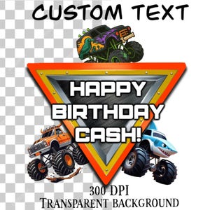Logo Monster Truck personnalisé PNG - Clipart anniversaire personnalisé, anniversaire Monster Truck, conception de texte modifiable, décoration de chambre d'enfants, signe Monster Truck
