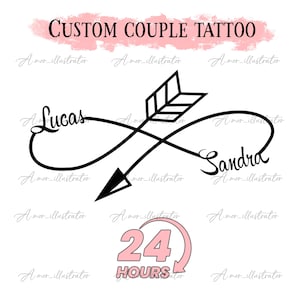 Custom couple tattoo, Couple infinity tattoo, Forever together tattoo,Romantic couple tattoo, Name couple tattoo, Small Personalized tattoo
