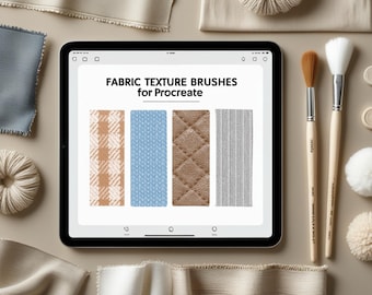 Pincéis de tecido Procreate, Pincéis de textura de tecido, Textura de tecido sem costura, Texturas têxteis digitais, Pincéis de ilustração de moda, Pacote de textura