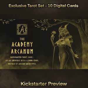 Digital Preview- Hand Drawn Tarot Deck Arcanum Academy: 78 Fates - The Magic of Tarot, Kickstarter Pre-Launch