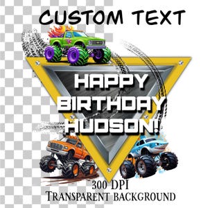 Personalisiertes Monster Truck Logo PNG - Benutzerdefinierte Geburtstag Clipart, Kinderzimmer Dekor, bearbeitbares Textdesign, druckbares Monster Truck Logo