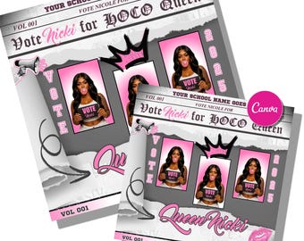 Homecoming Queen Flyer, Vote Homecoming Queen, Homecoming Flyer, Homecoming Campaign, Class Campaign, Homecoming, Social Media Flyer, Canva