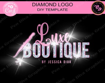 DIY DiamondLogo, DIY Beauty Logo, Glam logo, beauty logo design, diy logo, feminine logo, Lash logo, eyelash logo, diamond logo